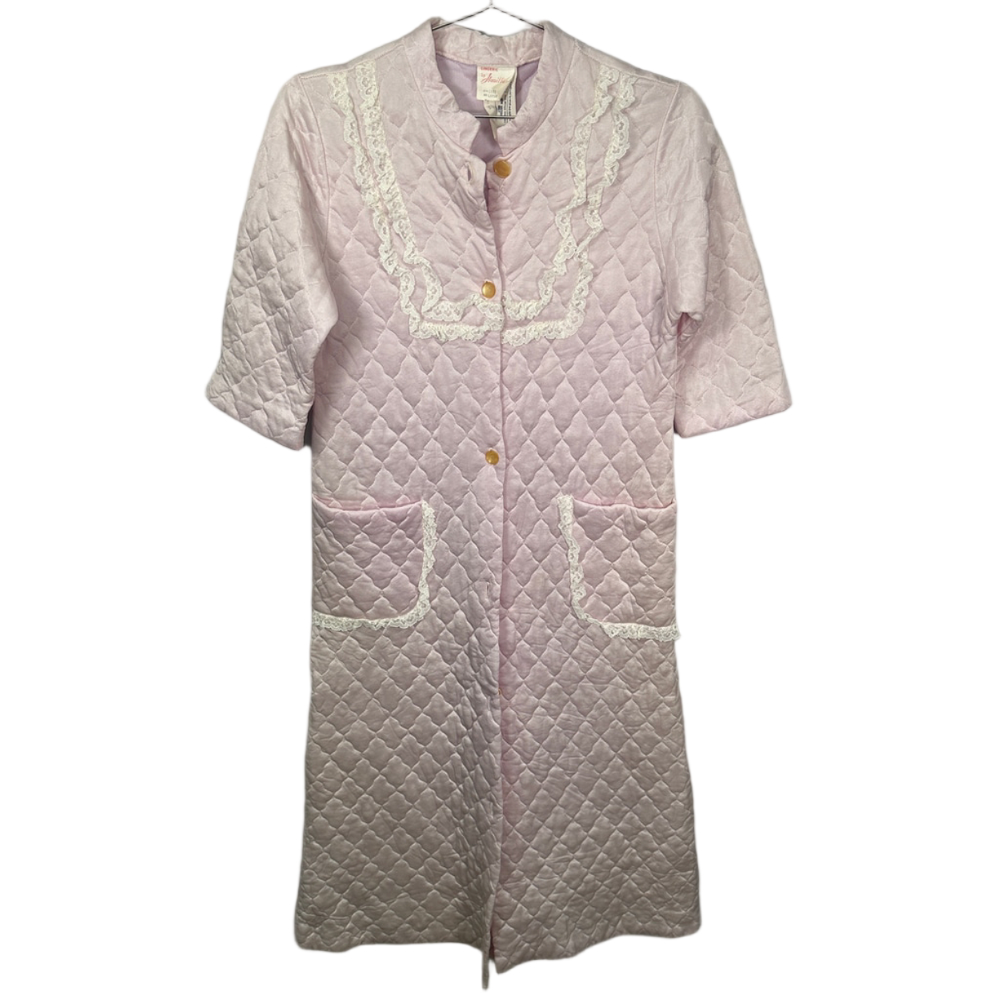 Vintage Girlhoodcore Pastel Purple Quilted Granny Robe Housecoat Large